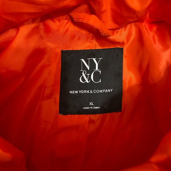 New York & Company Orange Womens XL Full Zip Pocket Puffer Jacket 100% Polyester - Picture 4 of 12